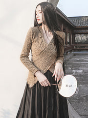 Urban Long Sleeves Skinny Solid Color V-Neck T-Shirts Tops