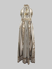 Sleeveless Wide Leg Printed Halter-Neck Jumpsuits