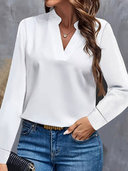 Solid Color Long Sleeves Loose Stand Collar Blouses&Shirts Tops
