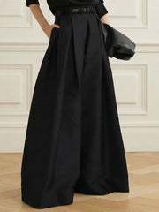 Stylish Loose High Waisted Solid Color Wide Leg Pants