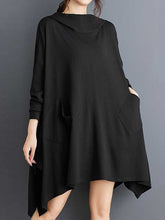 Pockets Solid Color Batwing Sleeves Hooded Hoodies Tops