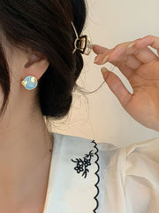 Vintage Asymmetric Sun Moon Shape Earrings
