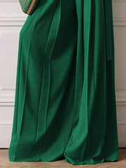 Pleated Solid Color Split-Joint High Waisted Loose Trousers Pants