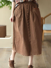 Split-front A-line Loose Skirts Bottoms