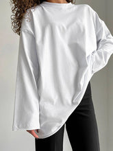 Solid Color Long Sleeves Loose Round-Neck T-Shirts Tops