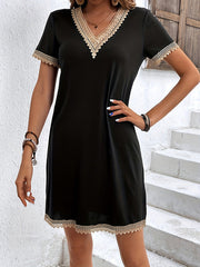 Split-Joint A-Line High Waisted V-Neck Mini Dresses