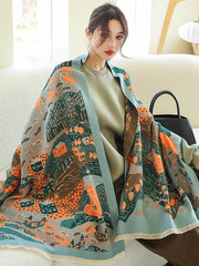Vintage Printed Tasseled Shawl&Scarf
