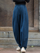 Vintage Loose Solid Color Elastic Waist Bloomers Pants