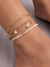 Beaded Chains Tasseled Triple Layered Anklets