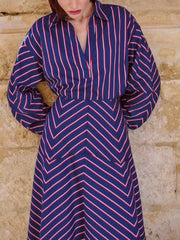 Striped Long Sleeves Loose Lapel Blouses&shirts Tops
