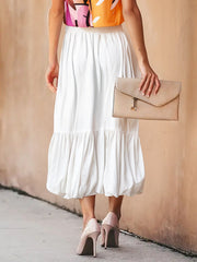 Pleated Solid Color Split-Joint A-Line Loose Skirts Bottoms