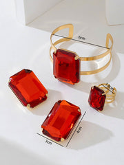 Geometric Rhine Stones Shiny Irregularity Sets Rings Accessories Bracelet Accessories