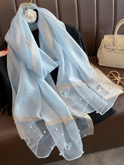 Applique Butterfly Shape Beaded Keep Warm Scarf