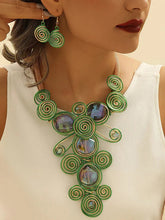 Geometric Artisan Gemstone Wirework Necklace & Earring Set