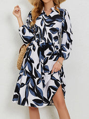 Elasticity Flower Print Ruffled Split-Joint A-Line High Waisted V-Neck Midi Dresses