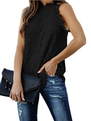 Original Lace Hollow Solid Color Halterneck Vest Top