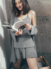 Leisure Three Pieces Outwear&T-Shirt&Pants Pajama Suit