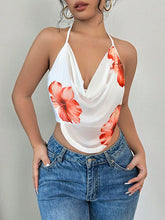 Flower Print Sleeveless Halter-Neck Vest Top