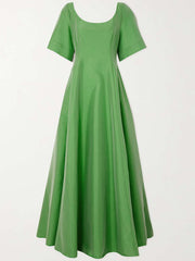 Solid Color A-Line Loose Round Cut Maxi Dresses