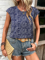 Plaid Loose Short Sleeves Round-Neck T-Shirts Tops