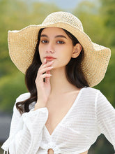 Hollow Solid Color Wide Side Woven Sun-Protection Hats&Caps