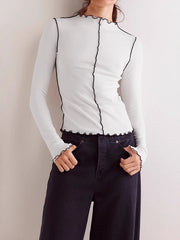 Solid Color Long Sleeves Skinny Round-Neck T-Shirts
