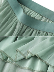Urban Solid Color Elasticity Waist A-Line Skirt