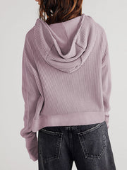 Zipper Long Sleeves Loose Hooded Outerwear Jackets