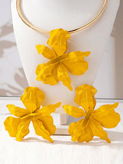 Flower Shape Necklaces Accessories + Drop Earrings
