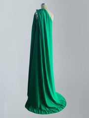 Banquet Sleeveless Loose Pleated Falbala Solid Color One-Shoulder Maxi Dresses