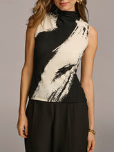 Loose Sleeveless Split-Joint High Neck Vest Top