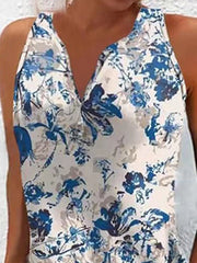 Printed Split-Joint Loose Plus Size V-Neck Mini Dresses