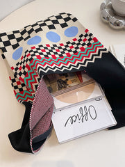 Checkerboard Striped Woven Handbag Bags