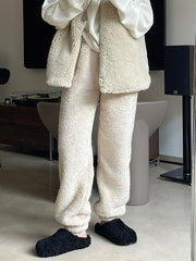 Casual Loose Velvet Thickened Keep Warm Solid Color Pants