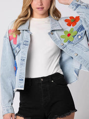 Embroidered Split-Joint Tasseled Long Sleeves Loose Lapel Jackets