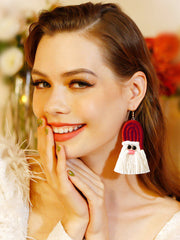 Christmas Boho Tasseled Handmade Santa Earrings Accessories