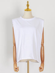 Solid Color Cap Sleeve Loose Round-Neck T-Shirts