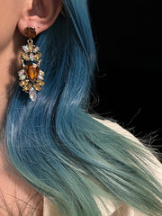 Geometric Hollow Rhine Stones Drop Earrings