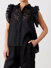 Buttoned Hollow Mesh Pleated Ruffled Solid Color Split-Joint High-low Loose Lapel Vest Top