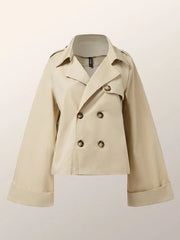 Loose Buttoned Pockets Solid Color Notched Collar Trench Coats