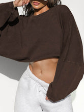 Solid Color Split-Joint Long Sleeves Loose Round-Neck Sweatshirt Tops