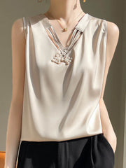 Solid Color Loose Plus Size V-neck Vest Top
