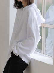 Solid Color Drawstring Long Sleeve Hoodies