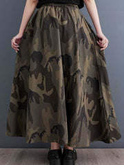 Camouflage Elasticity Printed Loose Skirts Bottoms