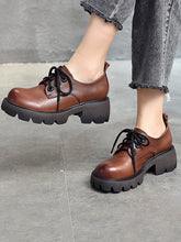 Vintage Contrast Color Lace-Up Platform Shoes