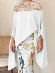 See-Through Split-Joint Batwing Sleeves Loose Round-neck Blouses&shirts Tops