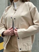 Buttoned Elasticity Pockets Solid Color Split-Joint Long Sleeves Loose Stand Collar Outerwear Jackets