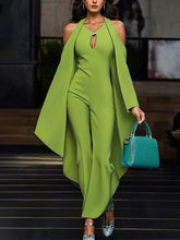 Batwing Sleeves Loose Hollow Solid Color Split-Joint Cold Shoulder Jumpsuits