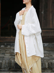 Pleated Solid Color Split-Joint Batwing Sleeves Loose Cover-Ups Tops