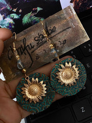 Flower Shape Geometric Drop Earrings